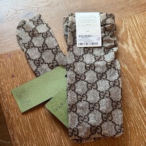 Gucci Beige and Brown Logo tights